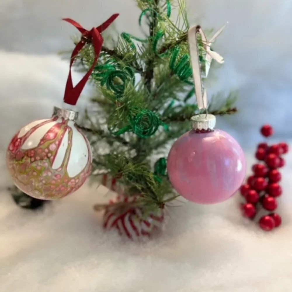 Unique Hand Painted & Sealed Christmas ornaments, plastic, SET of 4 - Picture 2 of 3